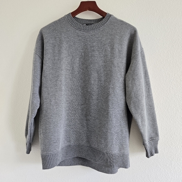 Zara Grey Oversized Plush Crewneck Sweatshirt Size Small - Picture 8 of 14